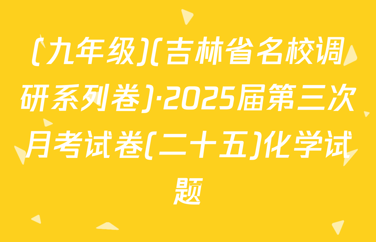 (九年级)(吉林省名校调研系列卷)·2025届第三次月考试卷(二十五)化学试题