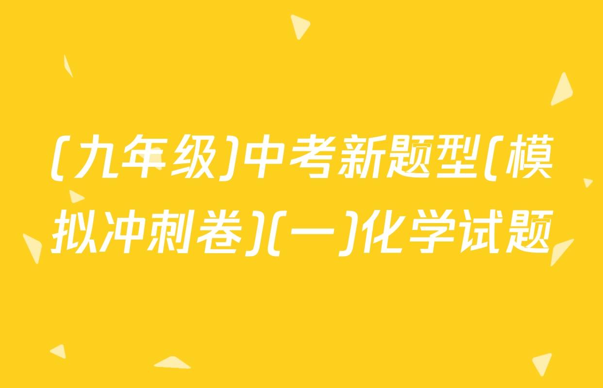 (九年级)中考新题型(模拟冲刺卷)(一)化学试题
