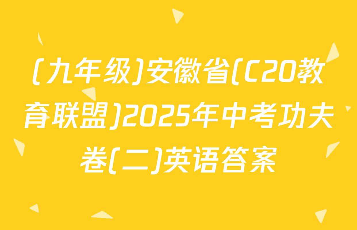 (九年级)安徽省(C20教育联盟)2025年中考功夫卷(二)英语答案