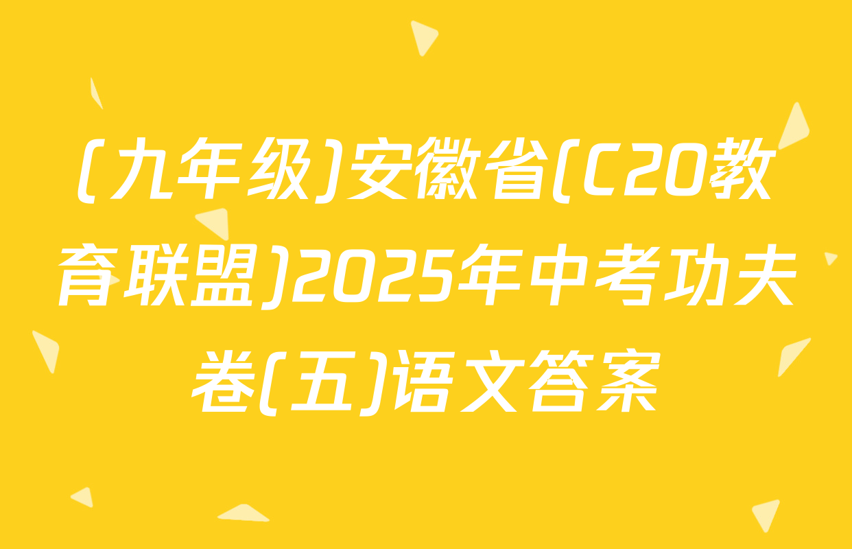 (九年级)安徽省(C20教育联盟)2025年中考功夫卷(五)语文答案