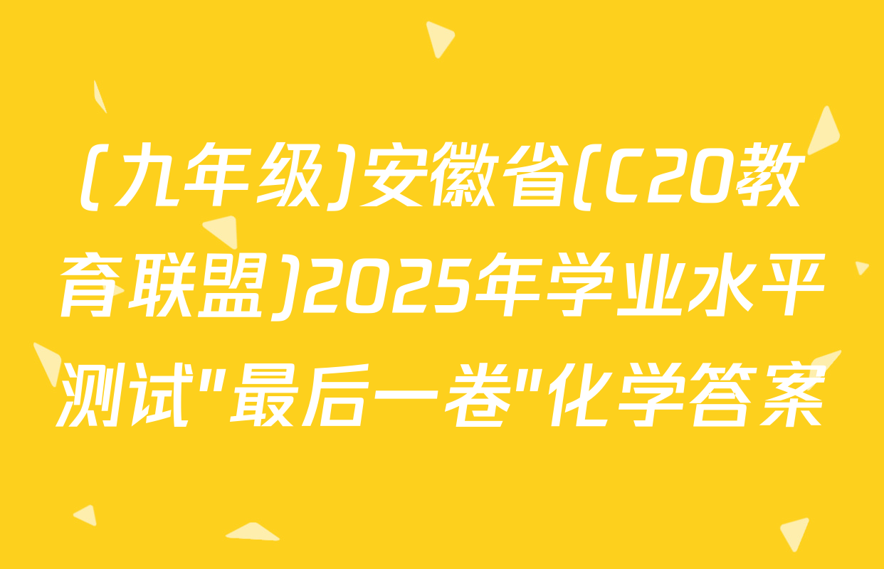 (九年级)安徽省(C20教育联盟)2025年学业水平测试"最后一卷"化学答案