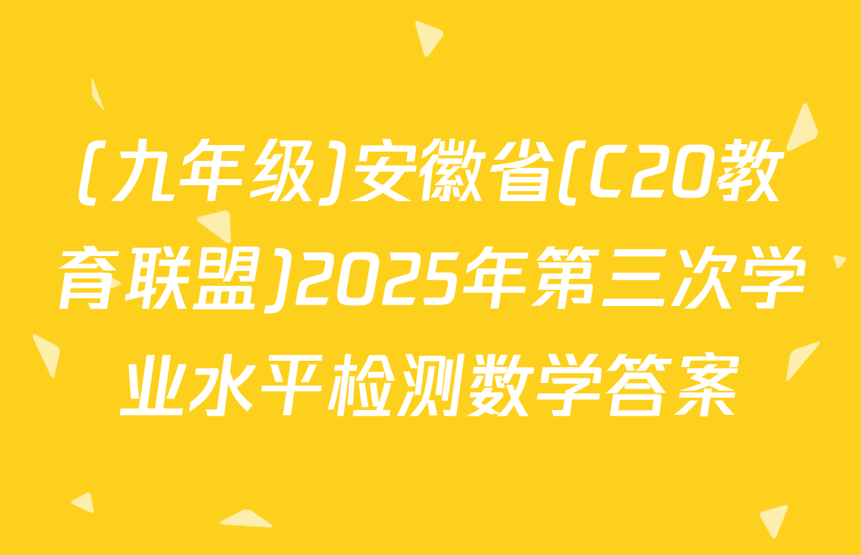 (九年级)安徽省(C20教育联盟)2025年第三次学业水平检测数学答案