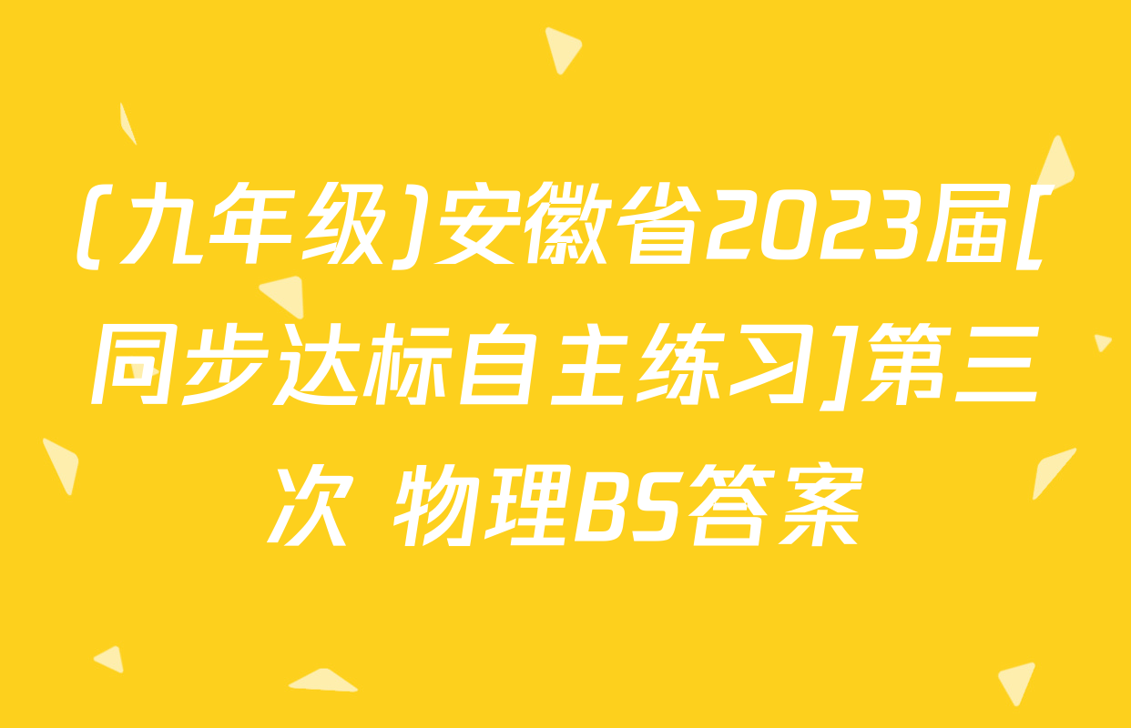 (九年级)安徽省2023届[同步达标自主练习]第三次 物理BS答案