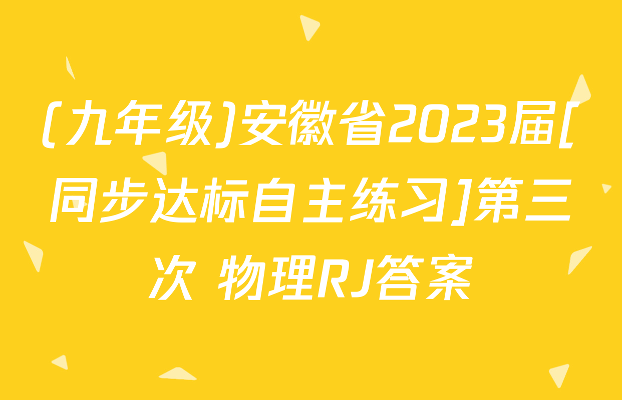 (九年级)安徽省2023届[同步达标自主练习]第三次 物理RJ答案