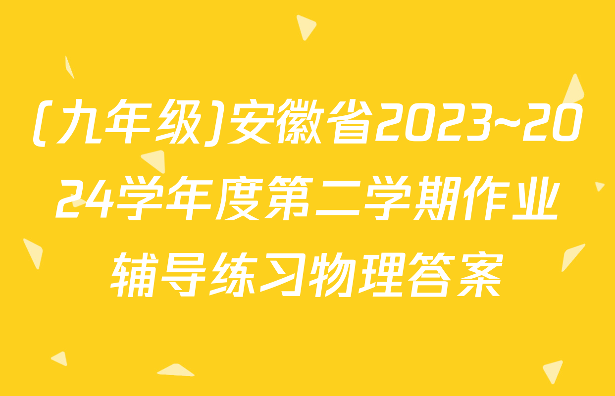 (九年级)安徽省2023~2024学年度第二学期作业辅导练习物理答案