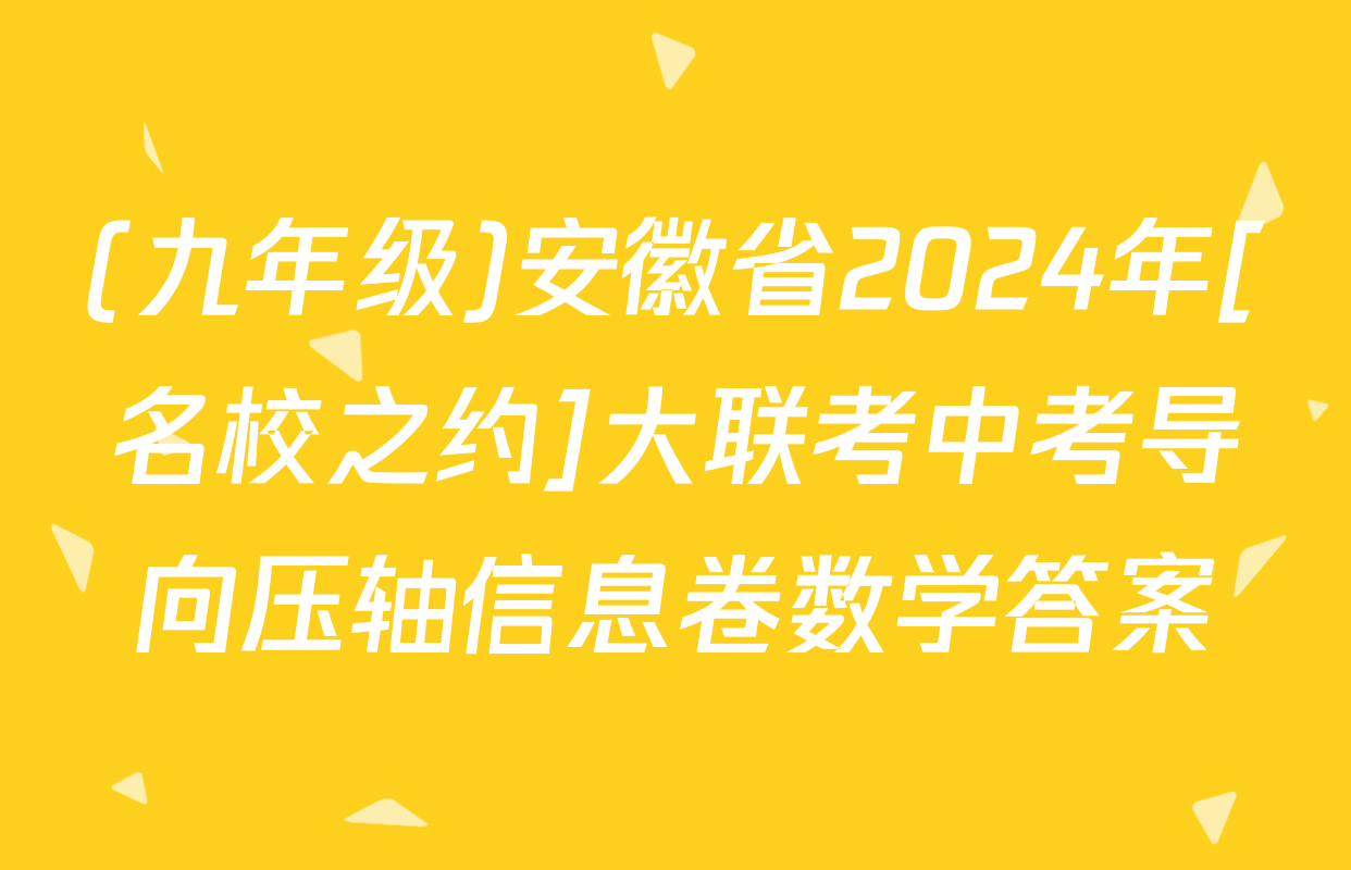 (九年级)安徽省2024年[名校之约]大联考中考导向压轴信息卷数学答案