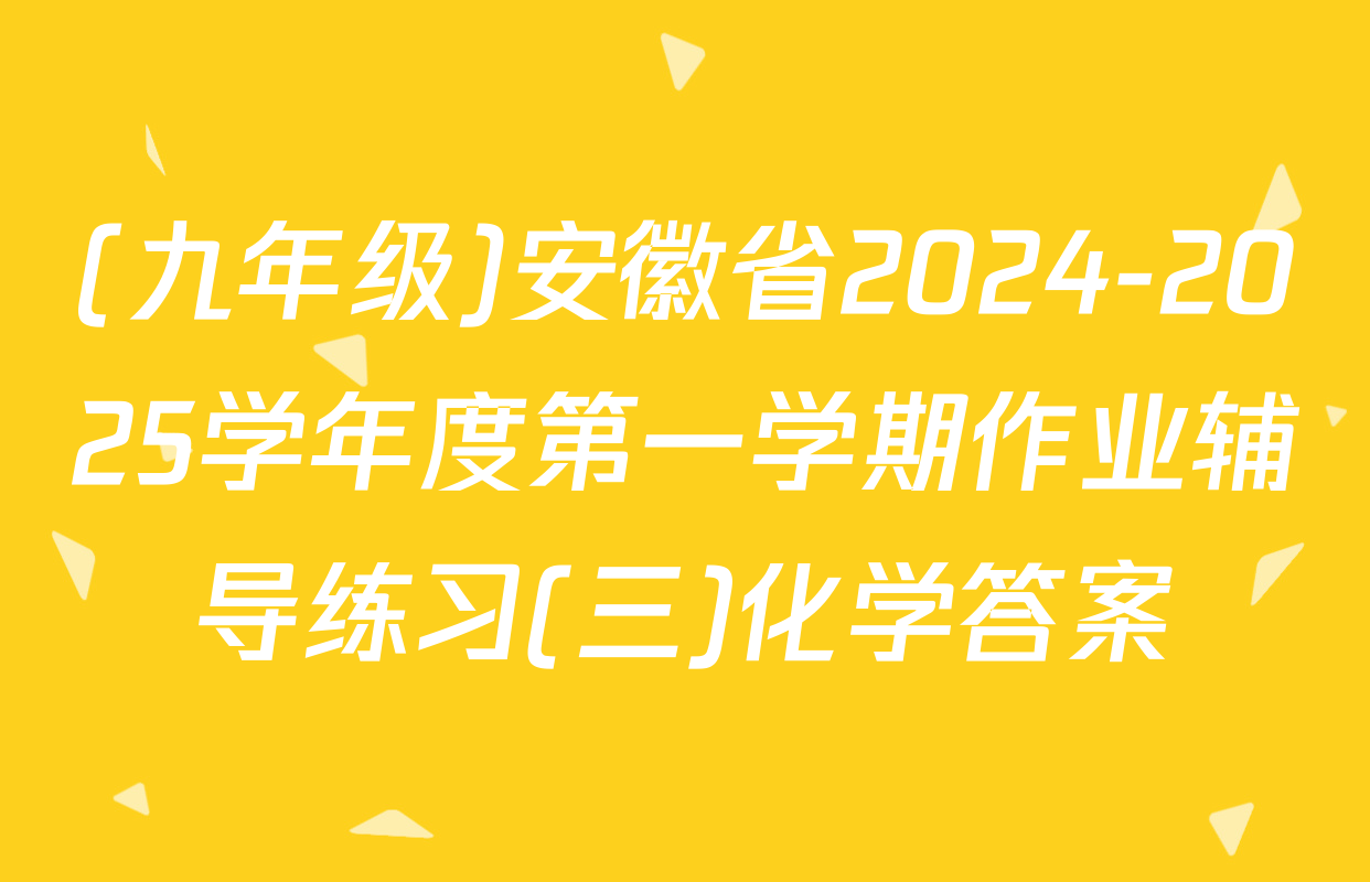 (九年级)安徽省2024-2025学年度第一学期作业辅导练习(三)化学答案