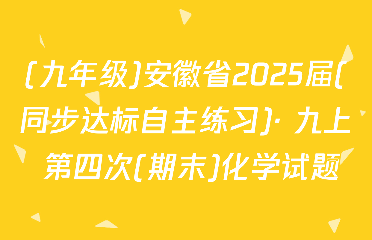 (九年级)安徽省2025届(同步达标自主练习)· 九上 第四次(期末)化学试题