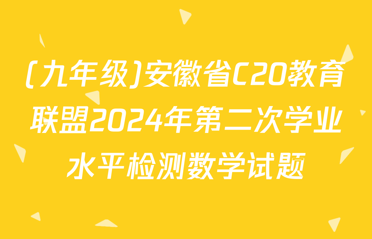 (九年级)安徽省C20教育联盟2024年第二次学业水平检测数学试题