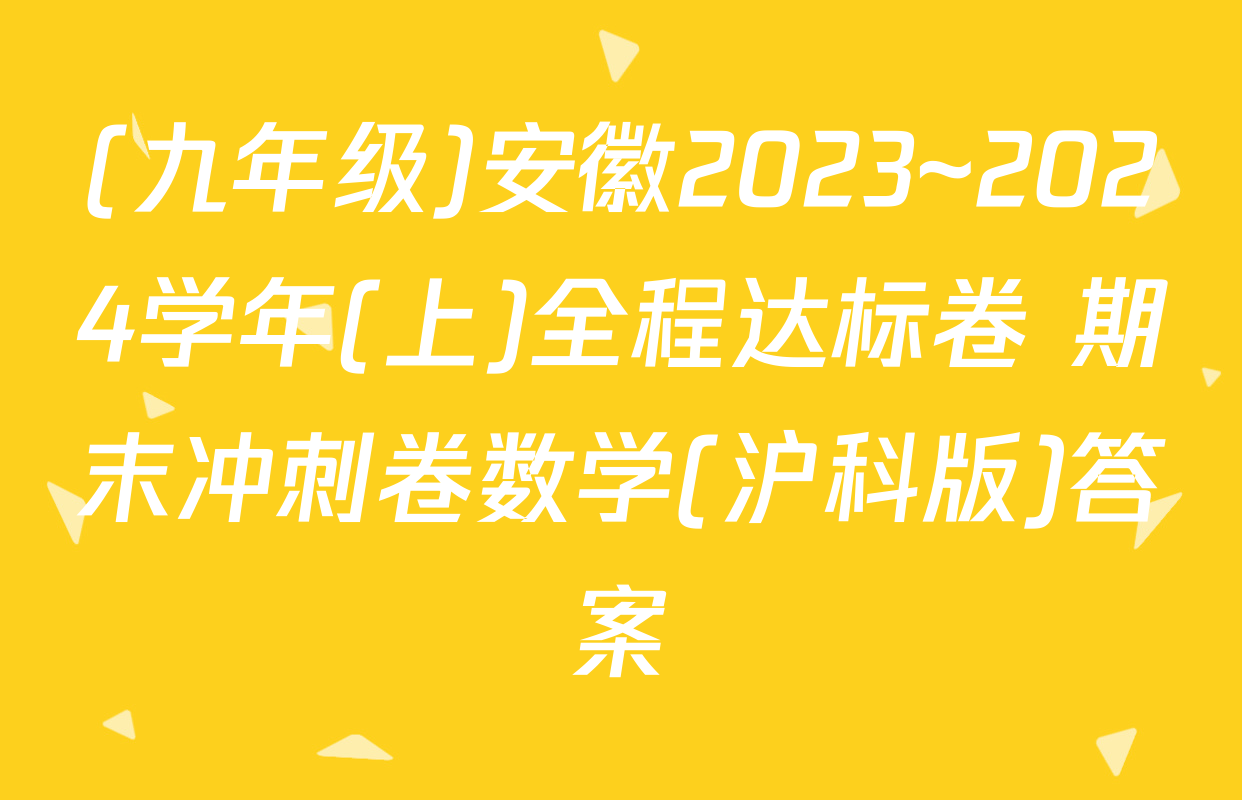 (九年级)安徽2023~2024学年(上)全程达标卷 期末冲刺卷数学(沪科版)答案