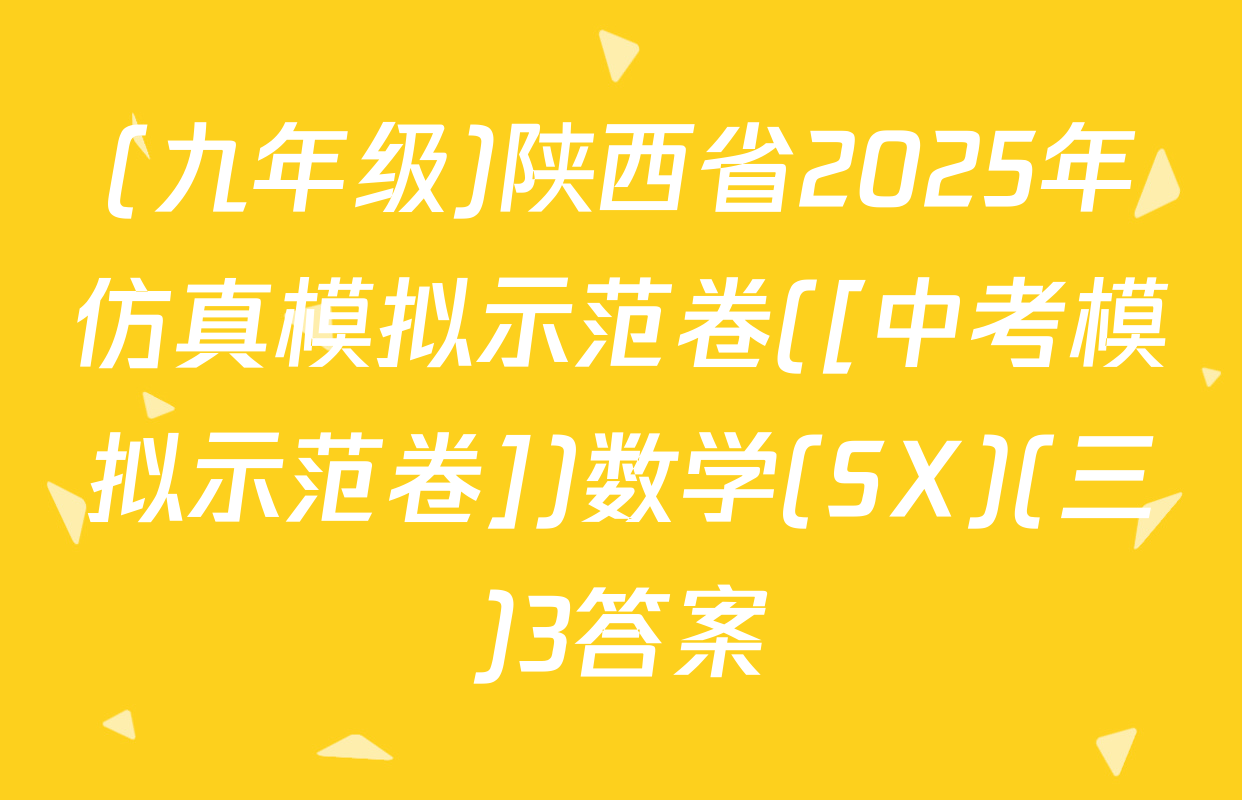 (九年级)陕西省2025年仿真模拟示范卷([中考模拟示范卷])数学(SX)(三)3答案