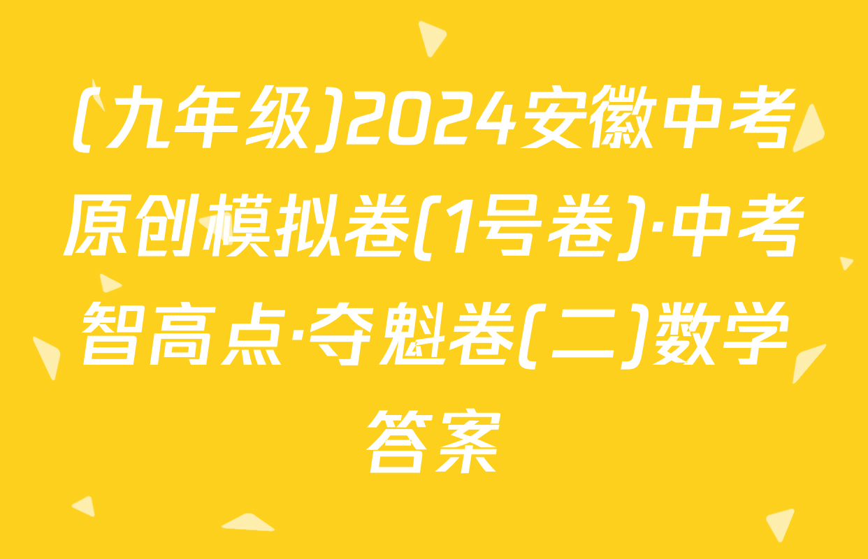 (九年级)2024安徽中考原创模拟卷(1号卷)·中考智高点·夺魁卷(二)数学答案