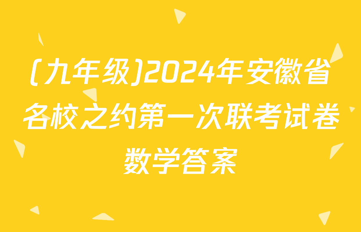 (九年级)2024年安徽省名校之约第一次联考试卷数学答案