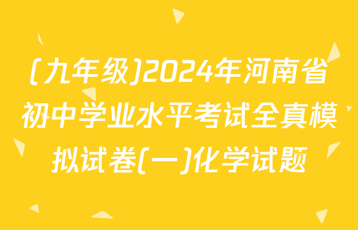 (九年级)2024年河南省初中学业水平考试全真模拟试卷(一)化学试题
