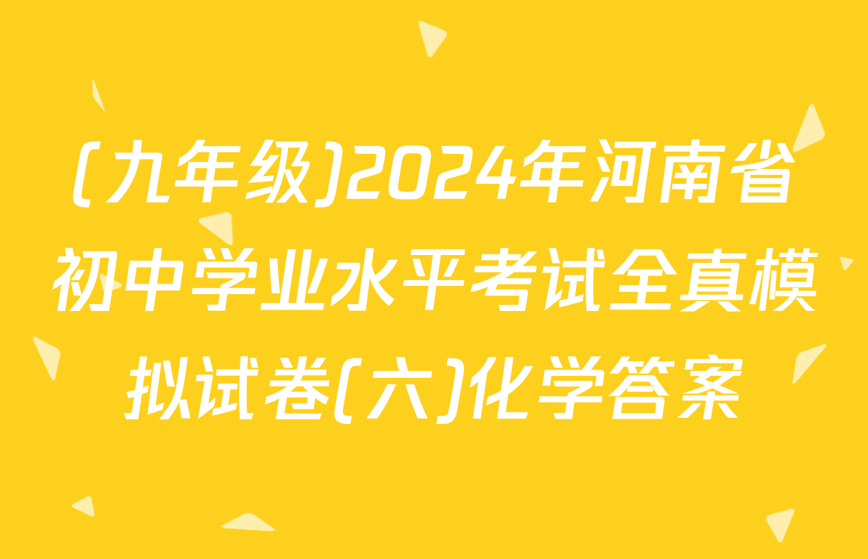 (九年级)2024年河南省初中学业水平考试全真模拟试卷(六)化学答案