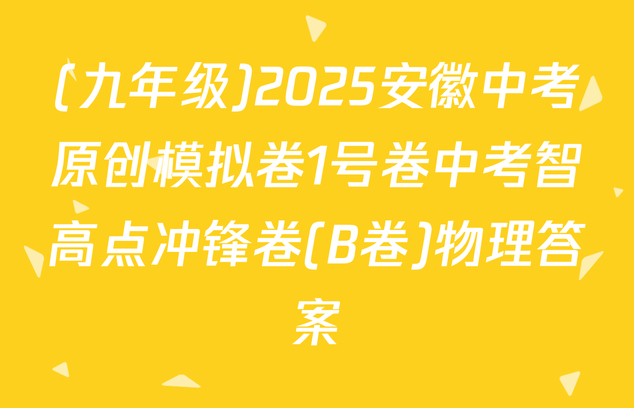 (九年级)2025安徽中考原创模拟卷1号卷中考智高点冲锋卷(B卷)物理答案