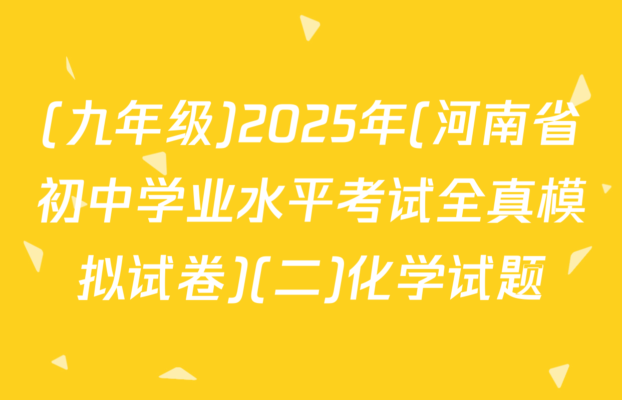 (九年级)2025年(河南省初中学业水平考试全真模拟试卷)(二)化学试题