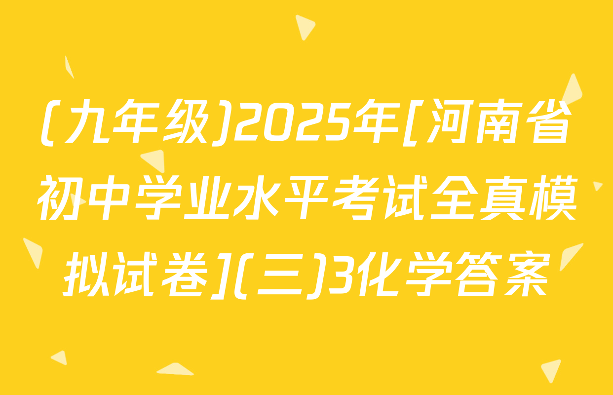 (九年级)2025年[河南省初中学业水平考试全真模拟试卷](三)3化学答案