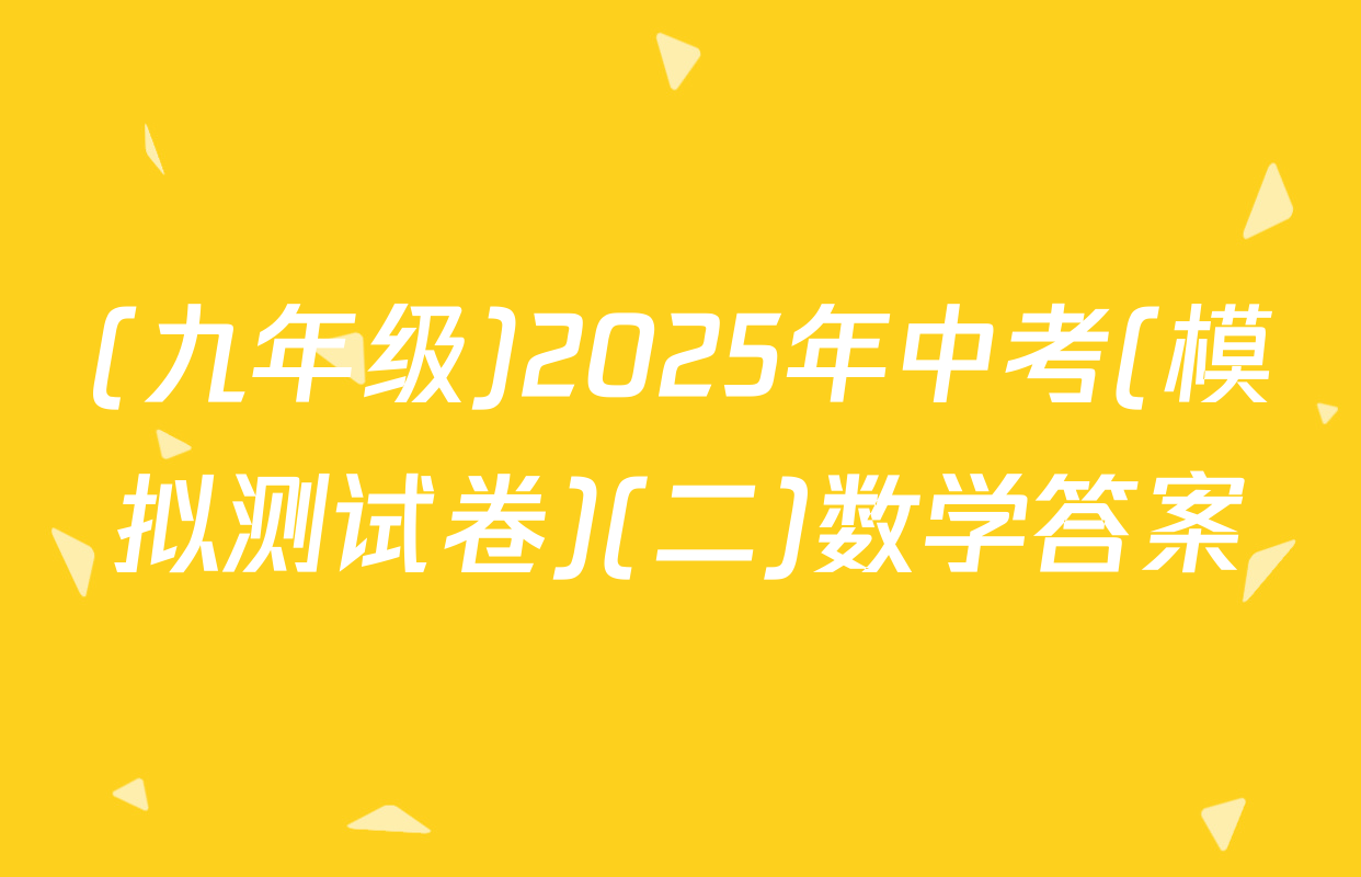 (九年级)2025年中考(模拟测试卷)(二)数学答案