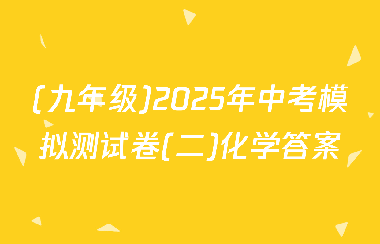 (九年级)2025年中考模拟测试卷(二)化学答案