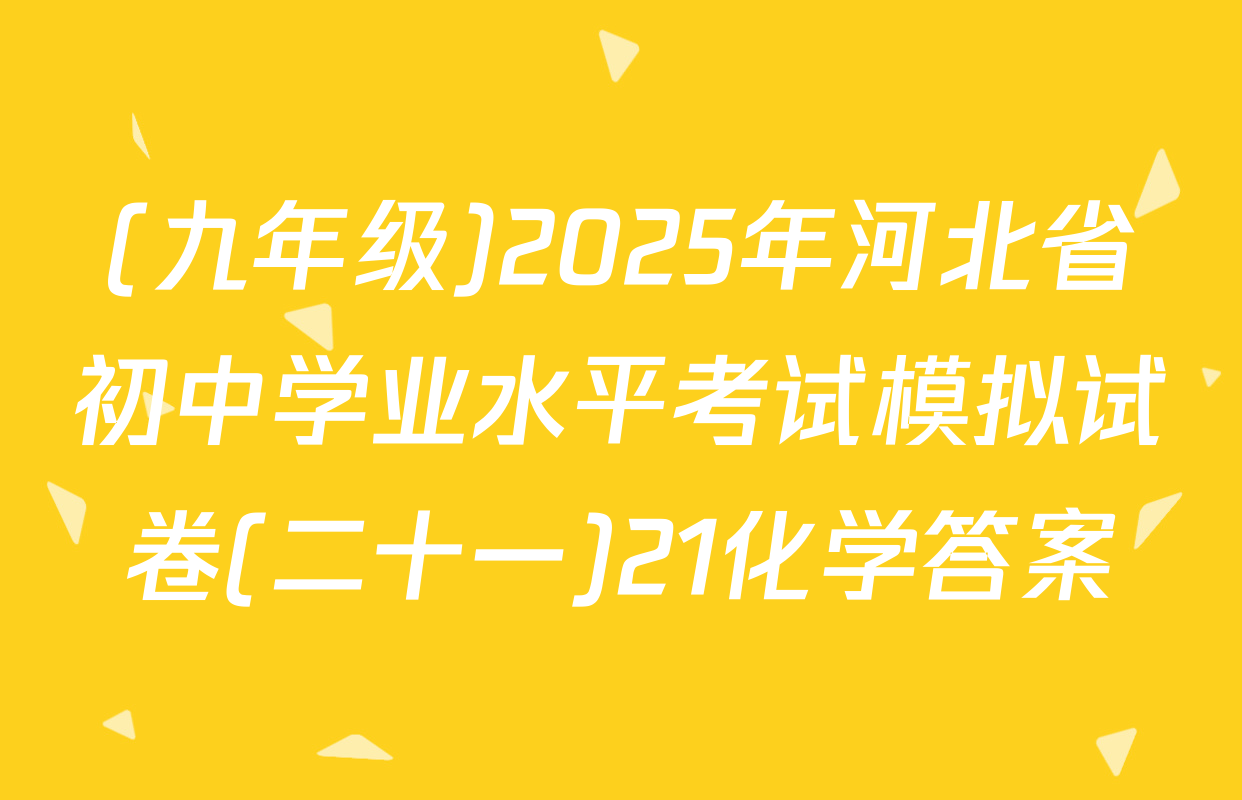 (九年级)2025年河北省初中学业水平考试模拟试卷(二十一)21化学答案