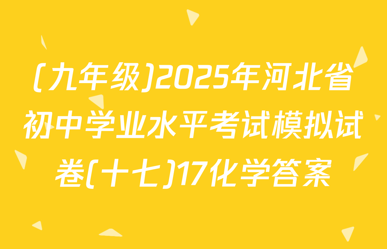 (九年级)2025年河北省初中学业水平考试模拟试卷(十七)17化学答案