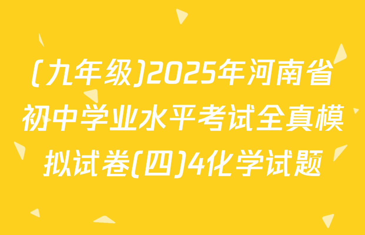 (九年级)2025年河南省初中学业水平考试全真模拟试卷(四)4化学试题