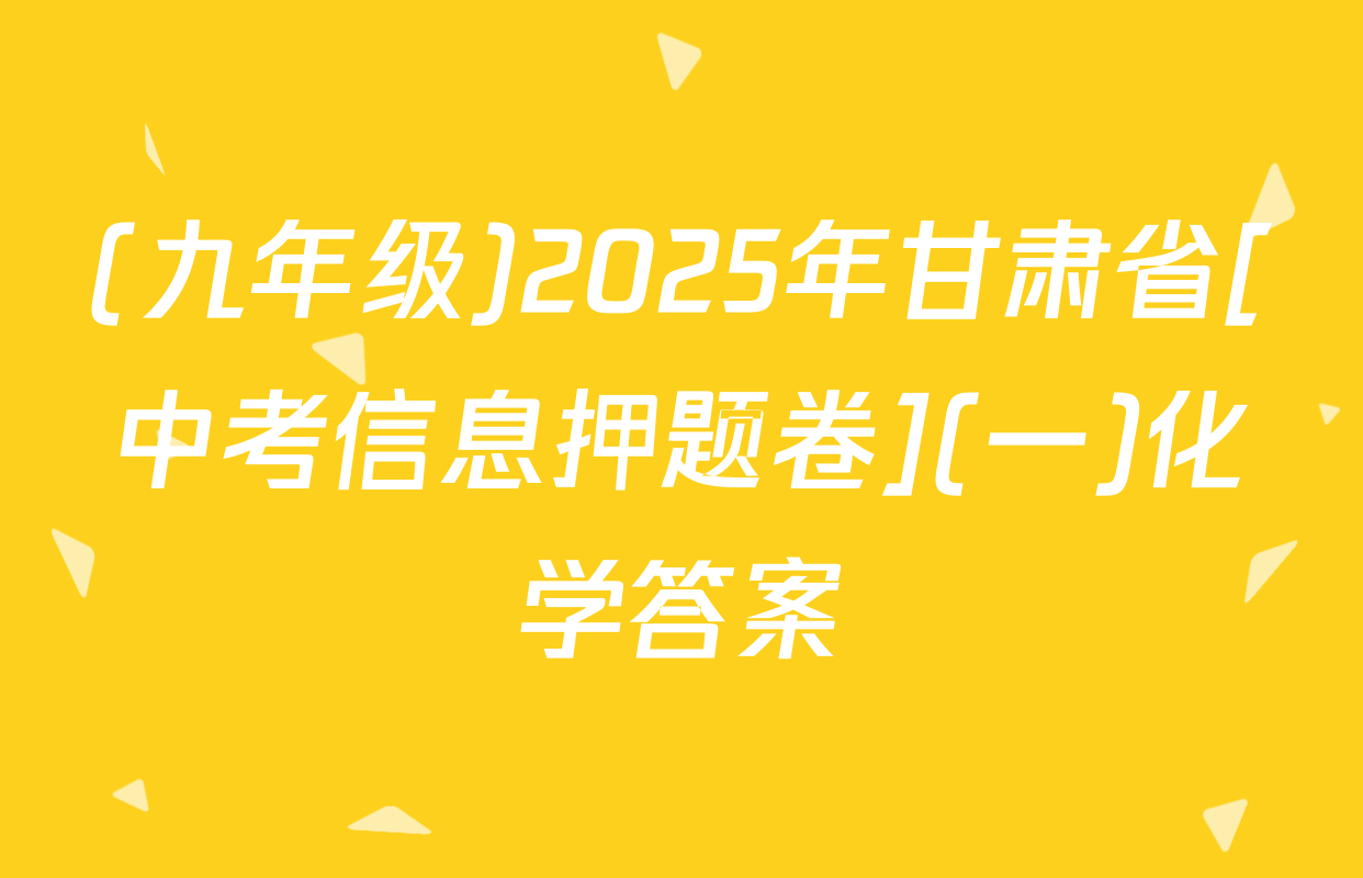 (九年级)2025年甘肃省[中考信息押题卷](一)化学答案