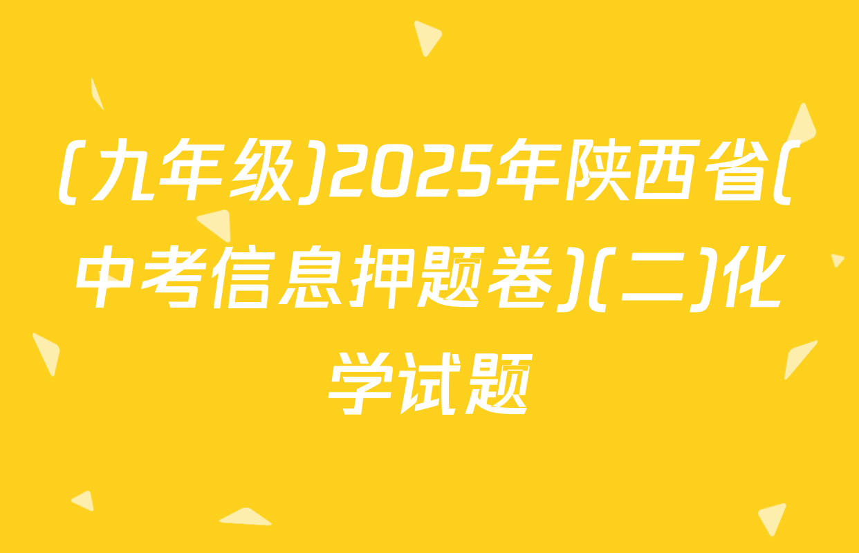 (九年级)2025年陕西省(中考信息押题卷)(二)化学试题