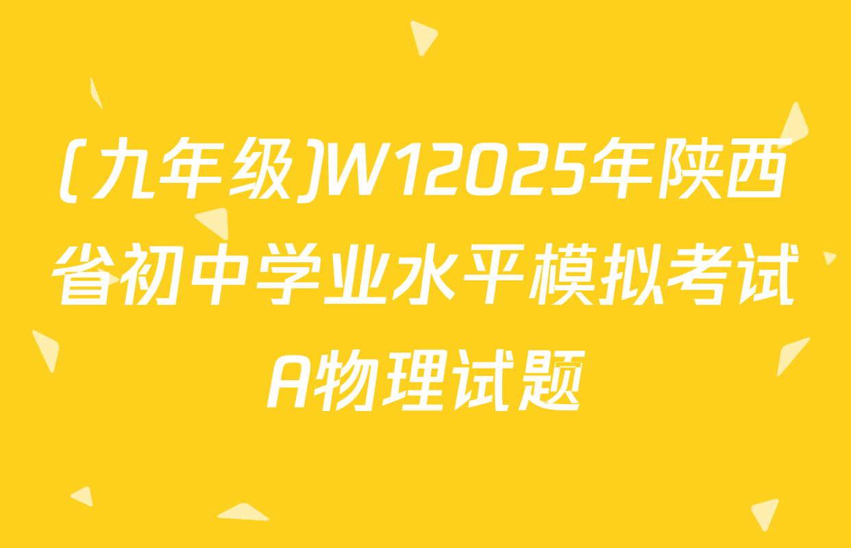 (九年级)W12025年陕西省初中学业水平模拟考试A物理试题