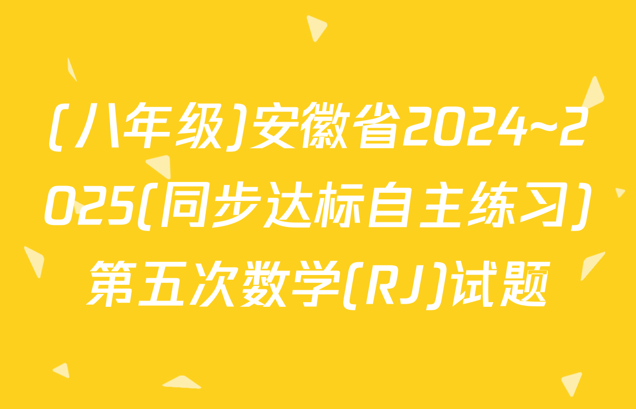 (八年级)安徽省2024~2025(同步达标自主练习)第五次数学(RJ)试题