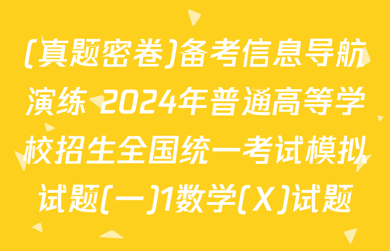 (真题密卷)备考信息导航演练 2024年普通高等学校招生全国统一考试模拟试题(一)1数学(X)试题