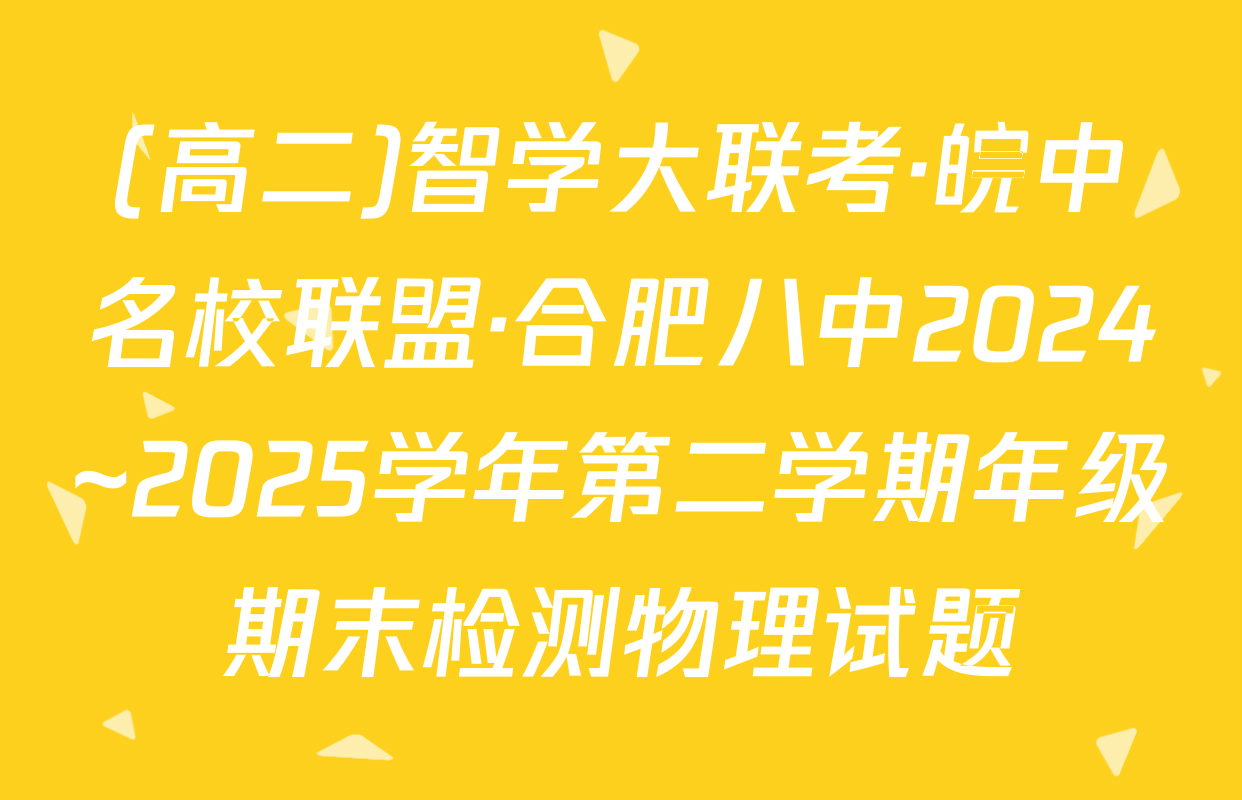 (高二)智学大联考·皖中名校联盟·合肥八中2024~2025学年第二学期年级期末检测物理试题