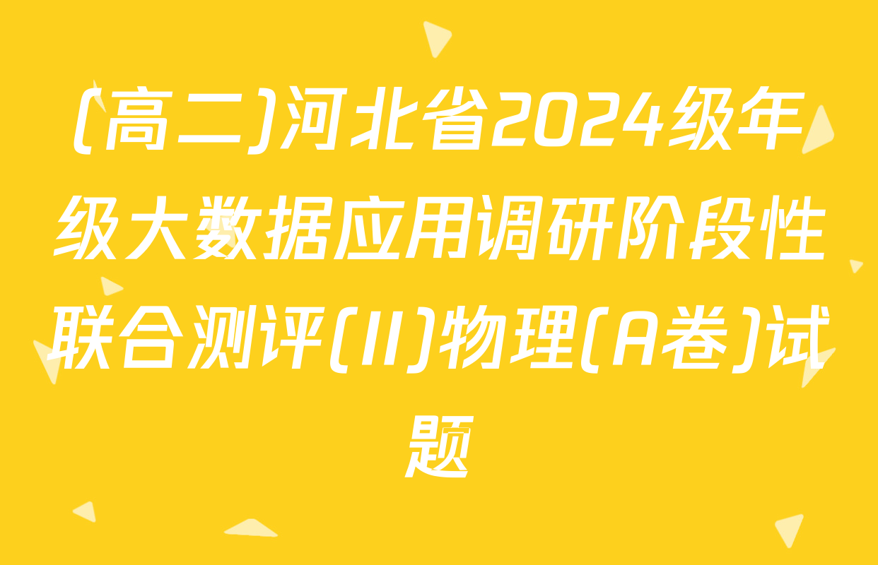 (高二)河北省2024级年级大数据应用调研阶段性联合测评(II)物理(A卷)试题