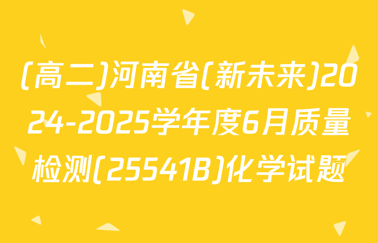 (高二)河南省(新未来)2024-2025学年度6月质量检测(25541B)化学试题
