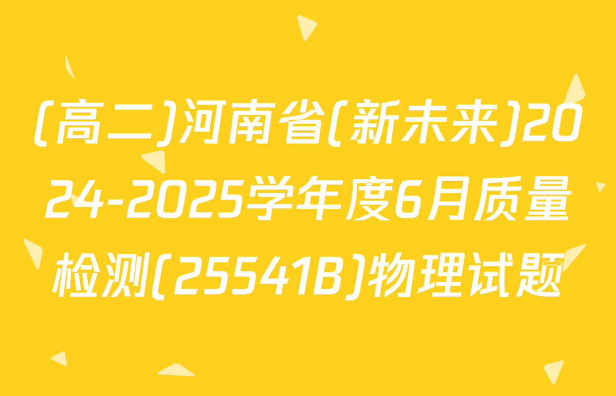 (高二)河南省(新未来)2024-2025学年度6月质量检测(25541B)物理试题