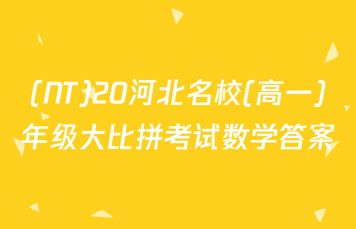(NT)20河北名校(高一)年级大比拼考试数学答案