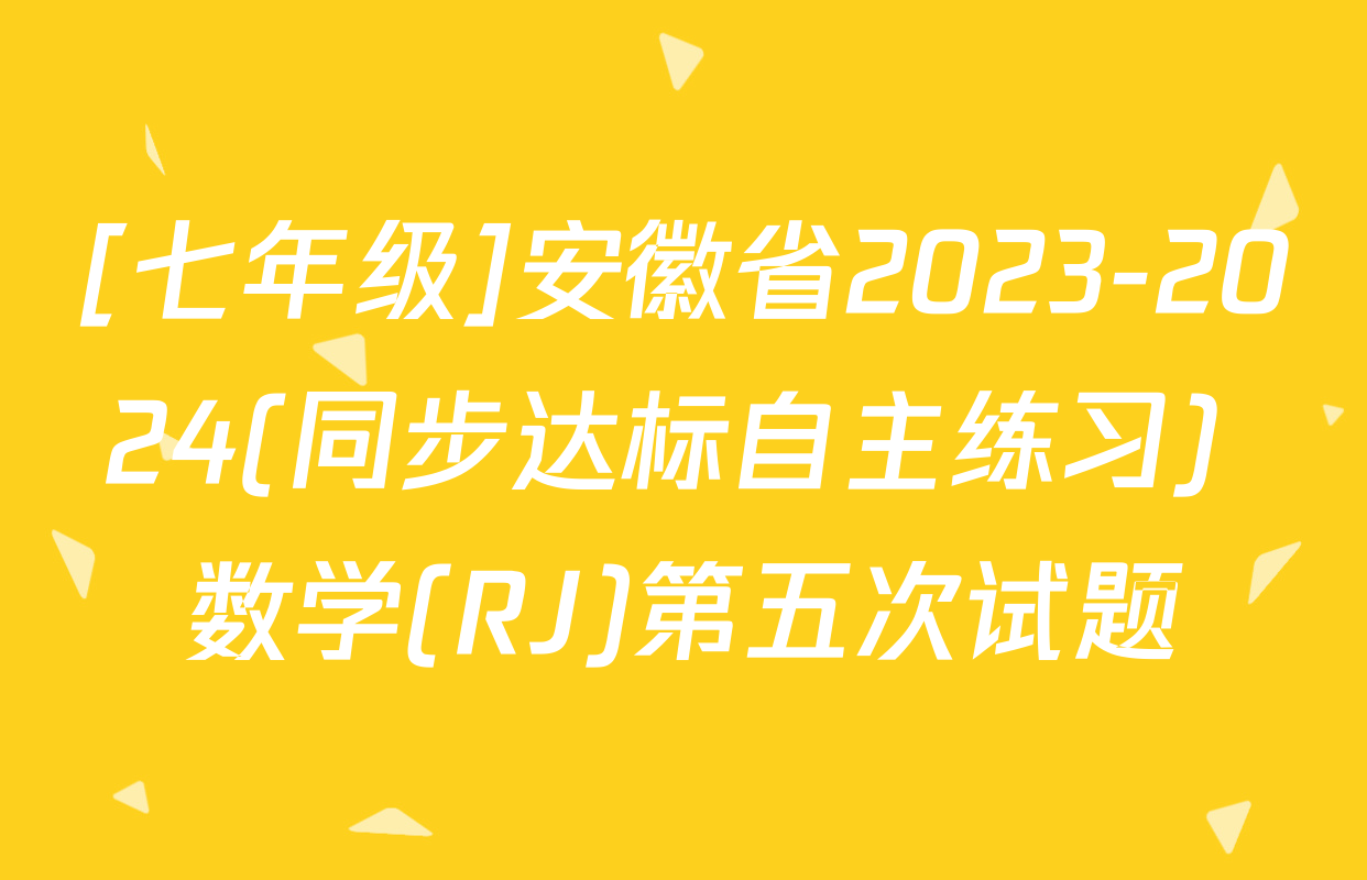 [七年级]安徽省2023-2024(同步达标自主练习) 数学(RJ)第五次试题