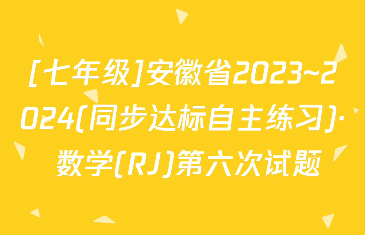 [七年级]安徽省2023~2024(同步达标自主练习)· 数学(RJ)第六次试题