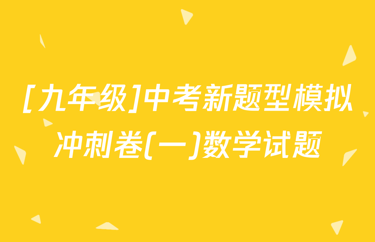 [九年级]中考新题型模拟冲刺卷(一)数学试题
