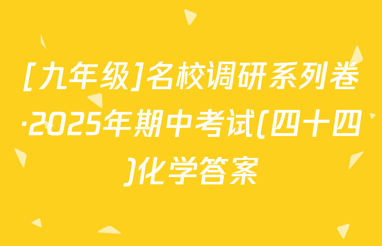 [九年级]名校调研系列卷·2025年期中考试(四十四)化学答案