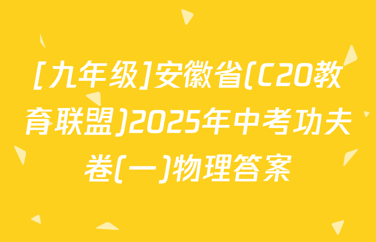 [九年级]安徽省(C20教育联盟)2025年中考功夫卷(一)物理答案