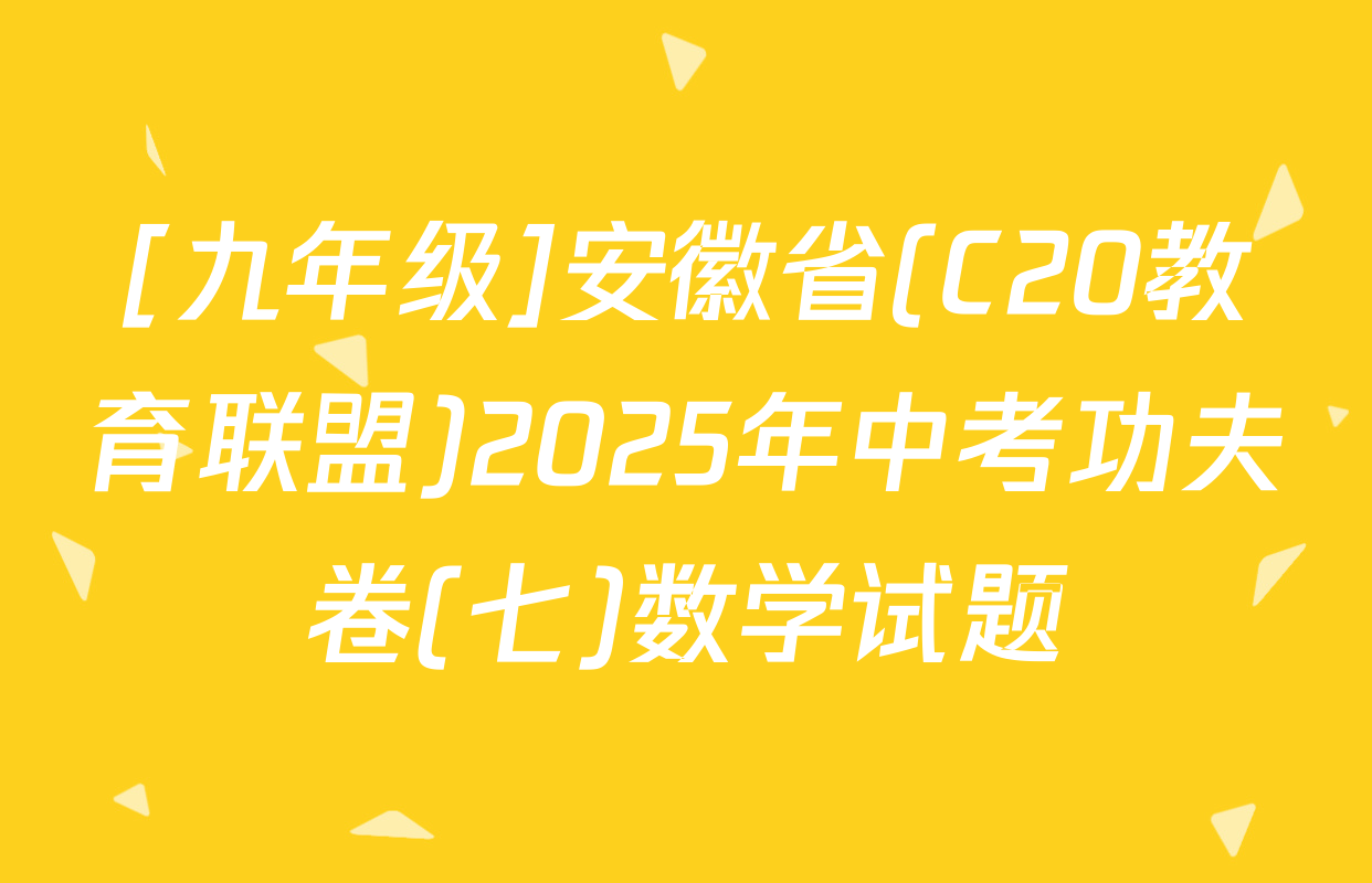[九年级]安徽省(C20教育联盟)2025年中考功夫卷(七)数学试题