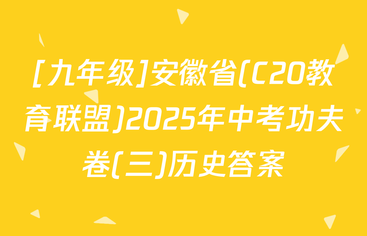 [九年级]安徽省(C20教育联盟)2025年中考功夫卷(三)历史答案