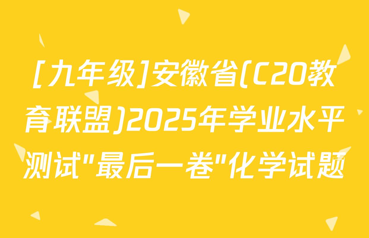 [九年级]安徽省(C20教育联盟)2025年学业水平测试"最后一卷"化学试题