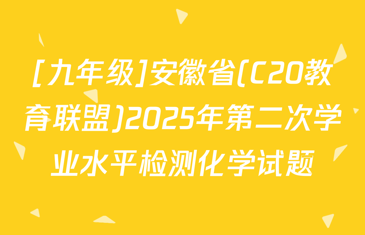 [九年级]安徽省(C20教育联盟)2025年第二次学业水平检测化学试题