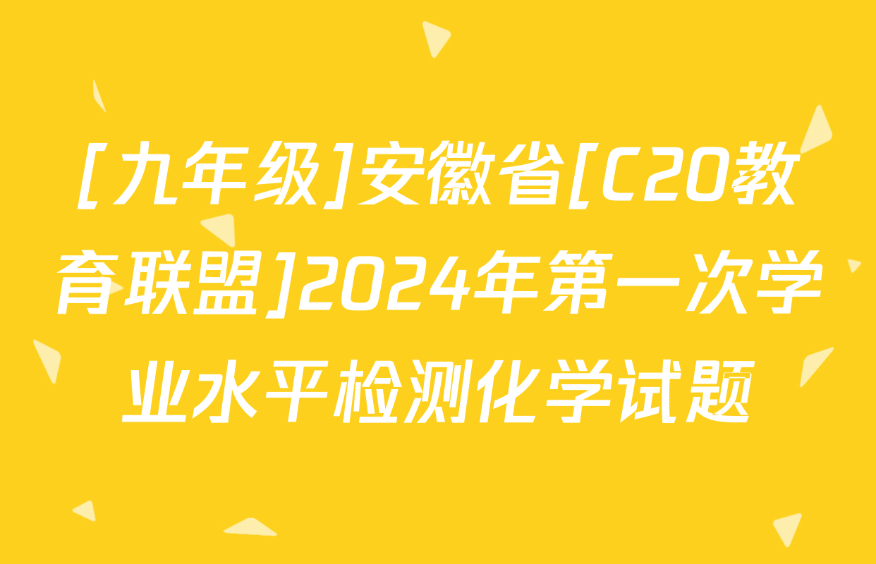[九年级]安徽省[C20教育联盟]2024年第一次学业水平检测化学试题