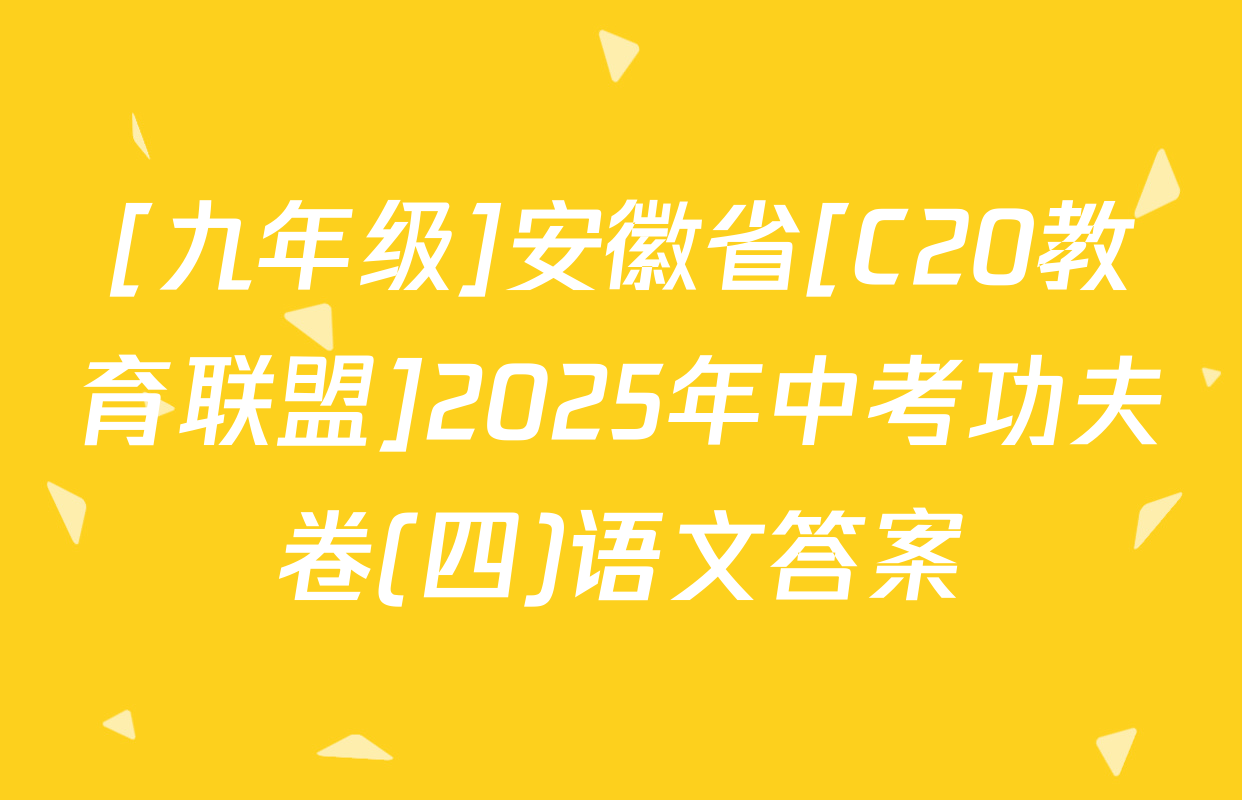 [九年级]安徽省[C20教育联盟]2025年中考功夫卷(四)语文答案