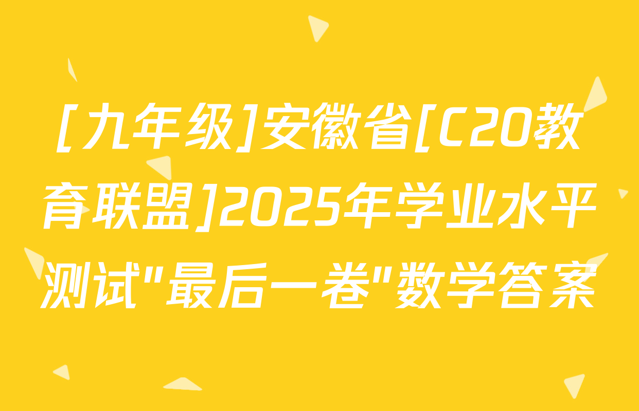[九年级]安徽省[C20教育联盟]2025年学业水平测试"最后一卷"数学答案