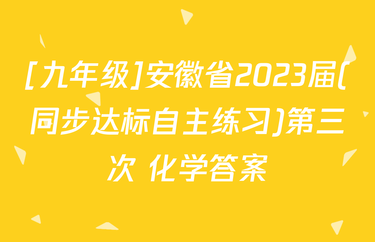 [九年级]安徽省2023届(同步达标自主练习)第三次 化学答案